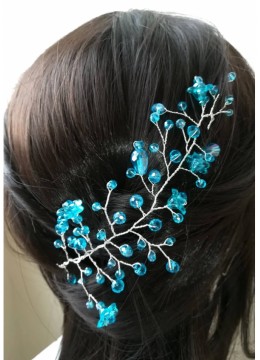 Нежно украшение за коса с кристали в цвят тюркоаз от серия Blue Bell by Rosie